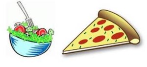 Pizza and salad